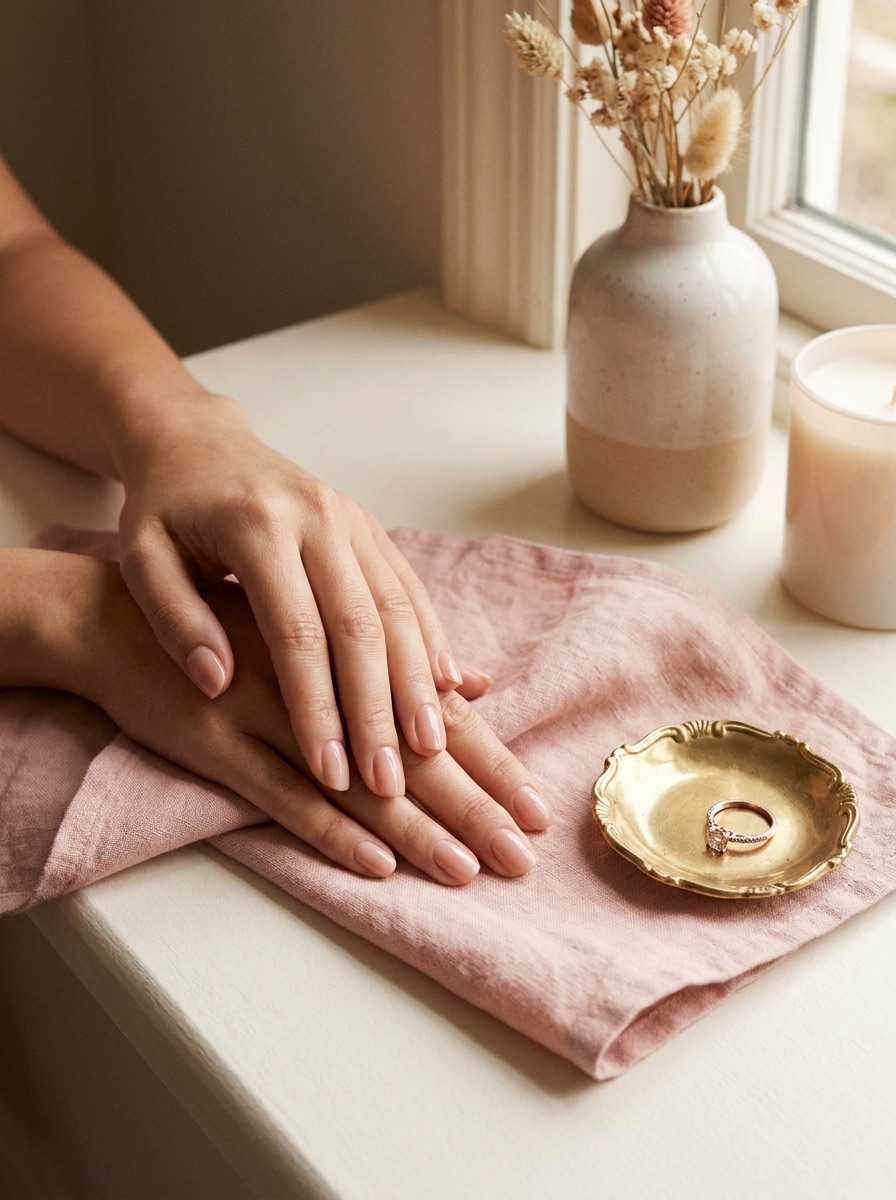 Manicure em gel com acabamento natural